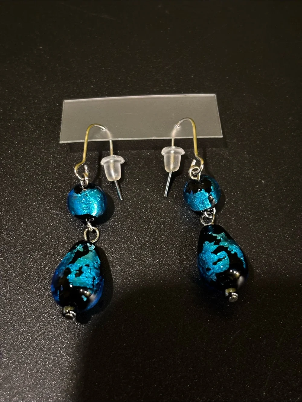 Blue Glass Drop Earrings - Elegant Women’s Jewelry